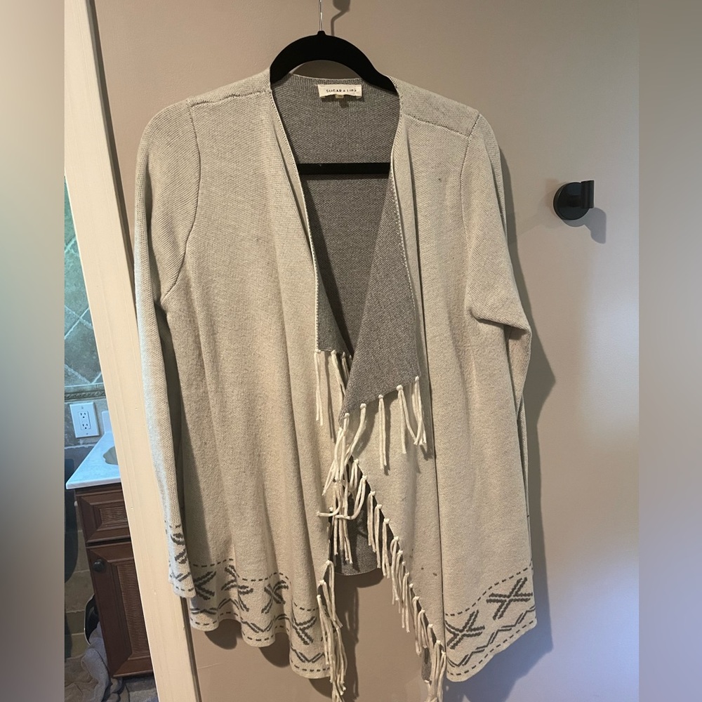 Cream open front sweater